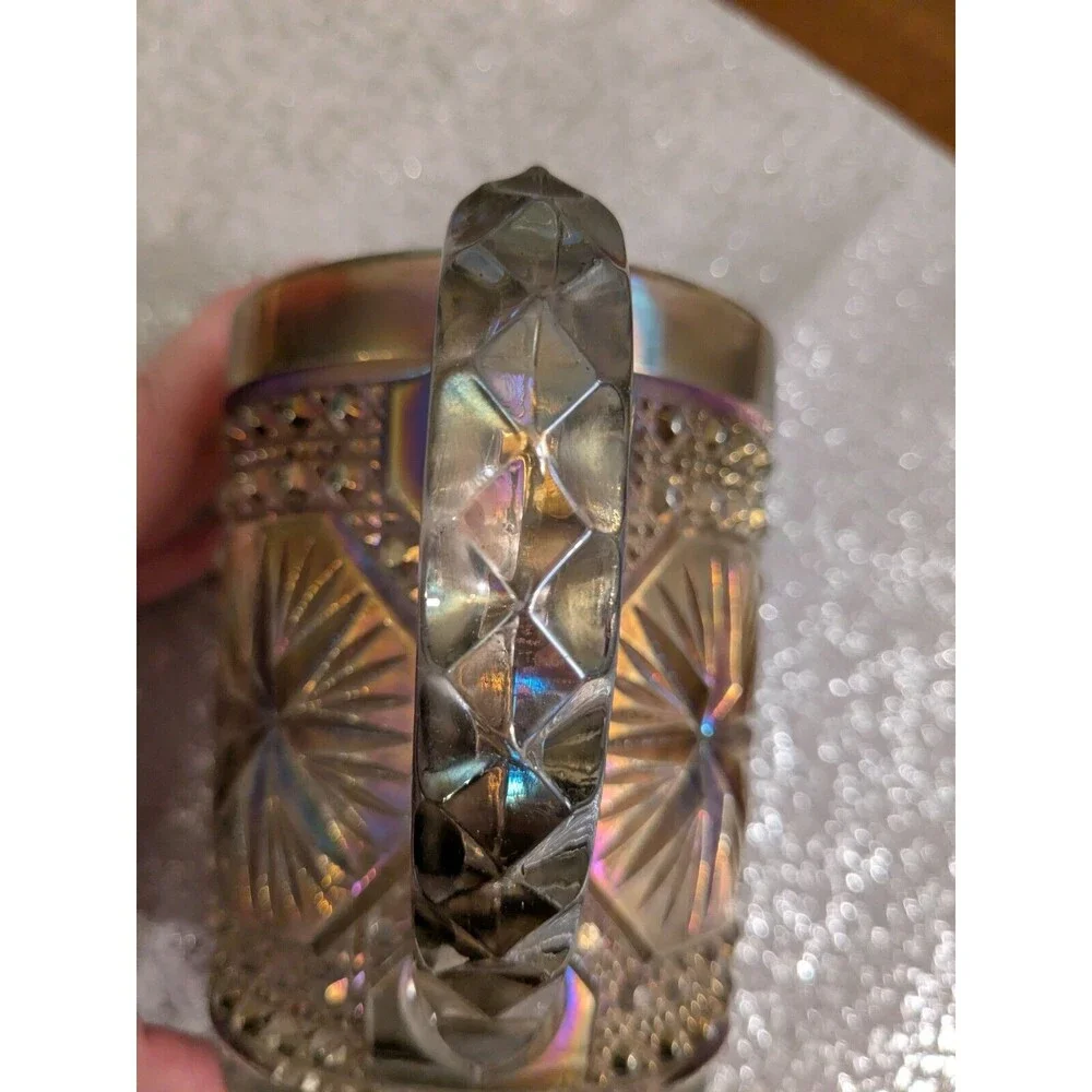 Imperial Glass Ohio Vtg Pitcher Amelia Smoke Carnival Glass 5.5